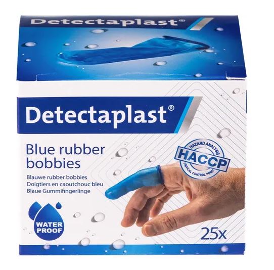 DETECTAPLAST VINGER BOBBIES BLAUW RUBBER 25ST
