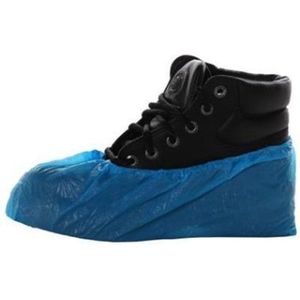 X 100ST (50 PAAR) OVERSCHOEN PE BLAUW 130mu 10GR