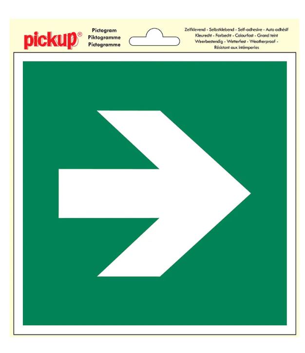 PICTOGRAM 20X20CM VLUCHTWEG PIJL RECHTS PICKUP