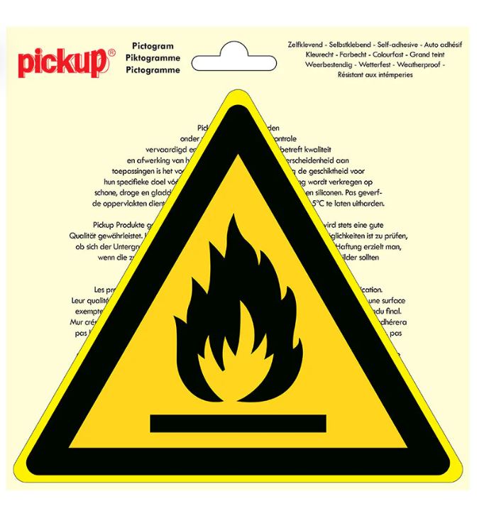 PICTOGRAM DRIEHOEK 20CM ONTVLAMBARE STOFFEN PICKUP