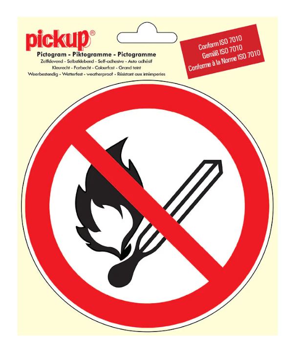 PICTOGRAM ROND 15CM VERBOD VUUR - OPEN VLAM PICKUP
