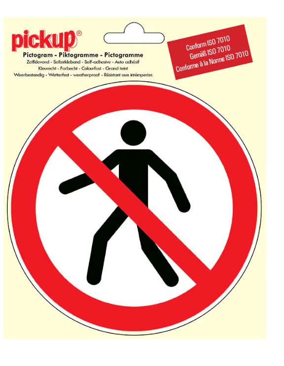 PICTOGRAM ROND 15CM VERBOD VOOR VOETGANGERS PICKUP