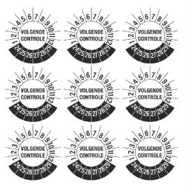 VOLGENDE KEURING STICKER 30MM VEL 9 Stuks