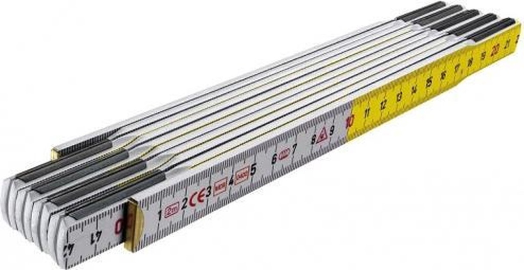 VOUW METER 2M GEEL/WIT SOLID