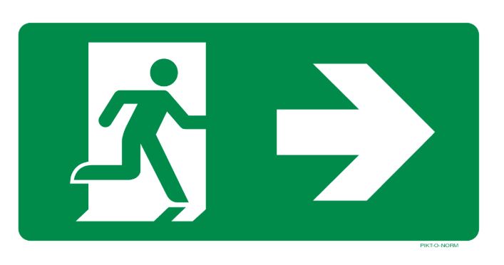PICTOGRAM VLUCHTWEG RECHTS PP 200X100 PIKTONORM