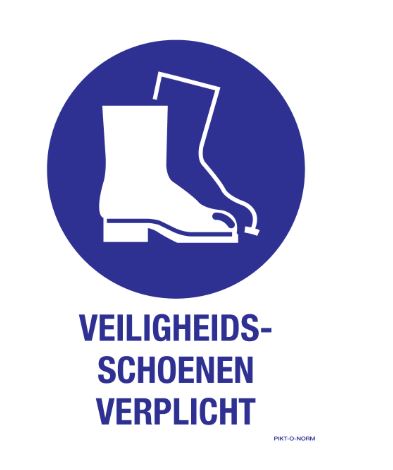 PICTOGRAM VEILIG SCHOEN VERPL 140X200 PP PIKTONORM