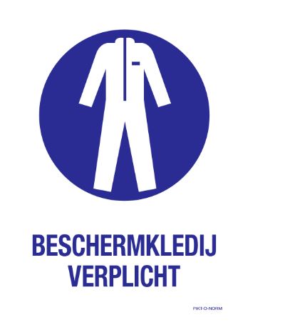 PICTOGRAM WERKKLEDIJ VERPLICHT 140X200 PP PIKTONORM