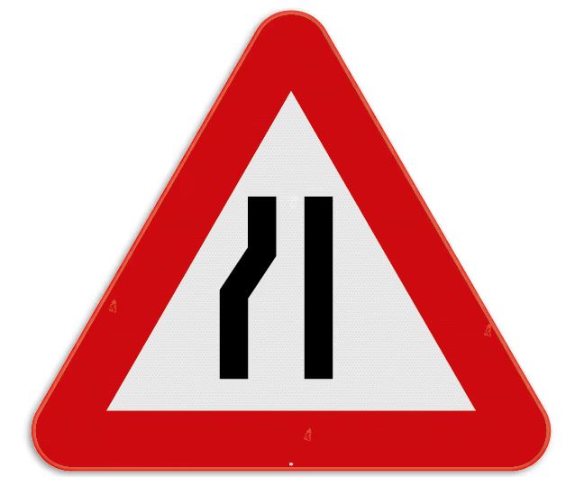 SIGNALISATIEBORD A7B VERSMALLING LINKS