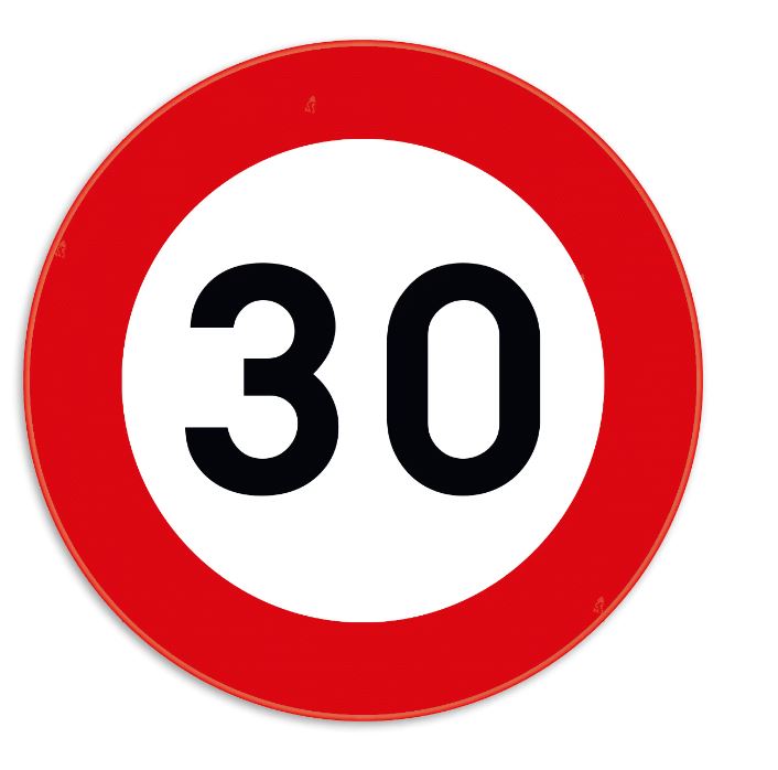 SIGNALISATIEBORD C43 MAX SNELHEID 30KM
