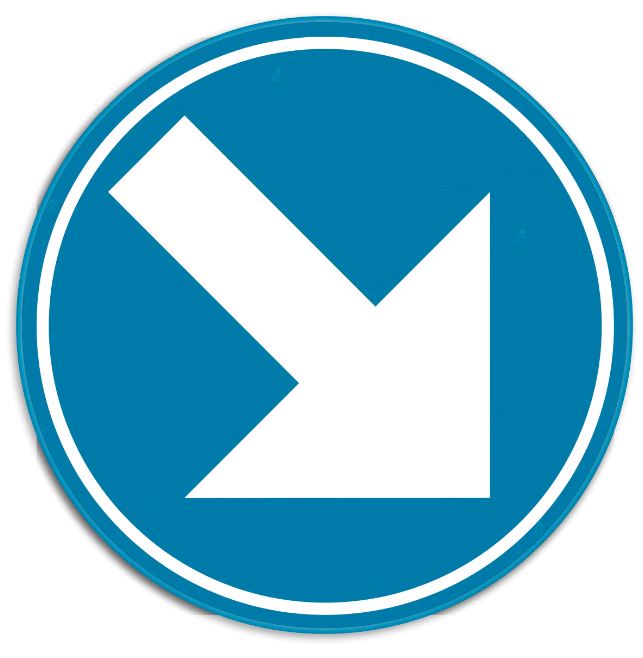 SIGNALISATIEBORD D1C VERPLICHT RECHTS AANHOUDEN KLEIN