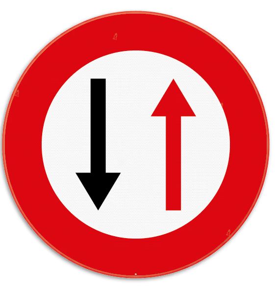 SIGNALISATIEBORD B19 Ø700 PIJL ZWART/ROOD