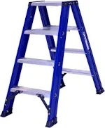 DUBBELE TRAPLADDER 2X4TR DAS BLAUW H 1.00M