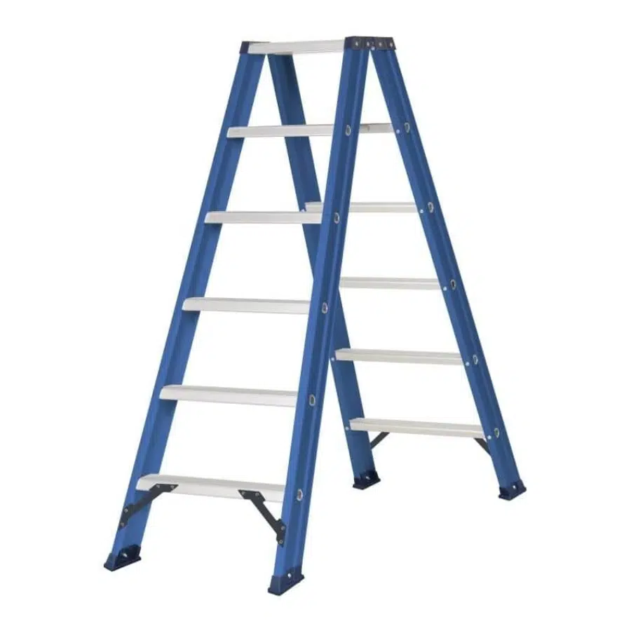 DUBBELE TRAPLADDER 2X6TR DAS BLAUW H 1.50M