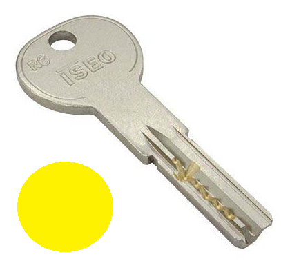 VEILIGHEIDS SLEUTEL OP CODE + GRAVEREN - GEEL -