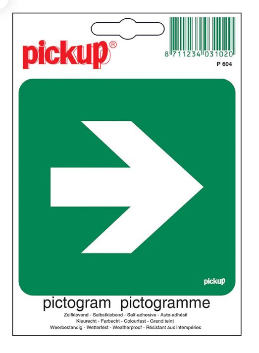 PICTOGRAM 10X10CM VLUCHTWEG RECHTS PICKUP