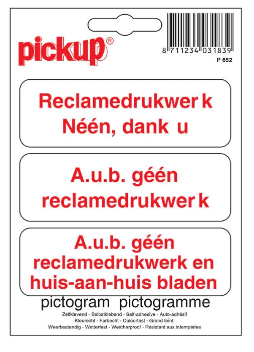 PICTOGRAM 10X10CM GEEN RECLAME PICKUP