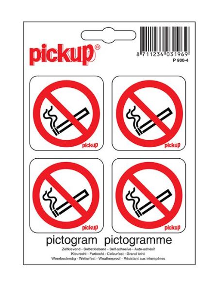PICTOGRAM 5X5CM VERBODEN TE ROKEN 4 STUKS PICKUP