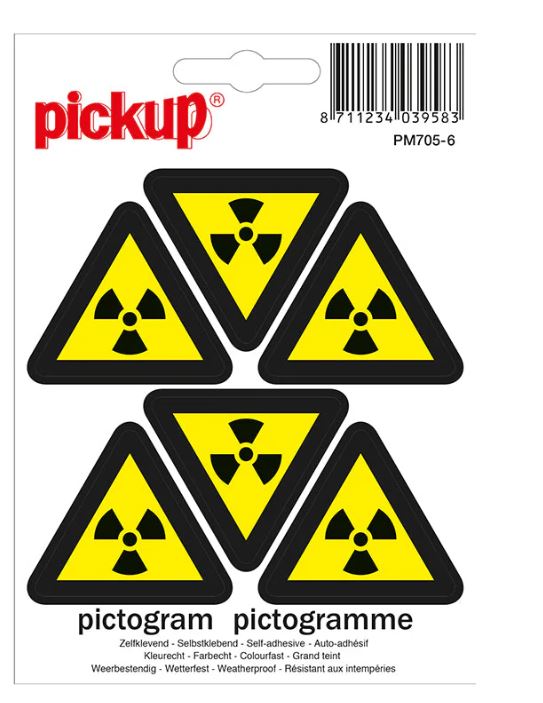 MINI PICTOGRAM 4.5CM 6ST RADIOACTIEVE STOFFEN PICKUP