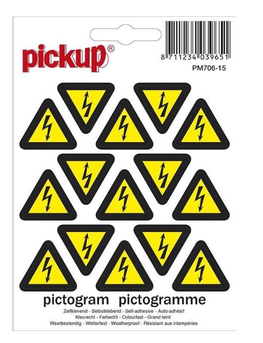 MINI PICTOGRAM 2.5CM 15ST GEVAARLIJKE ELEKTRISCHE SPANNING PICKUP