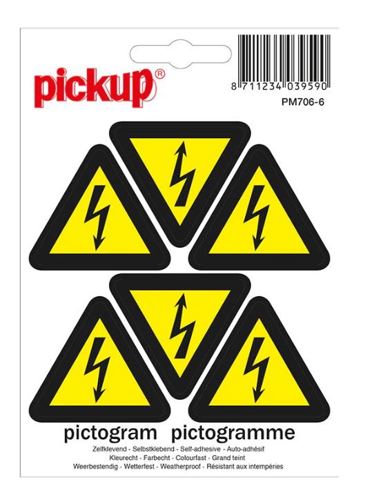 MINI PICTOGRAM 4.5CM 6ST GEVAARLIJKE ELECTRISCHE SPANNING PICKUP