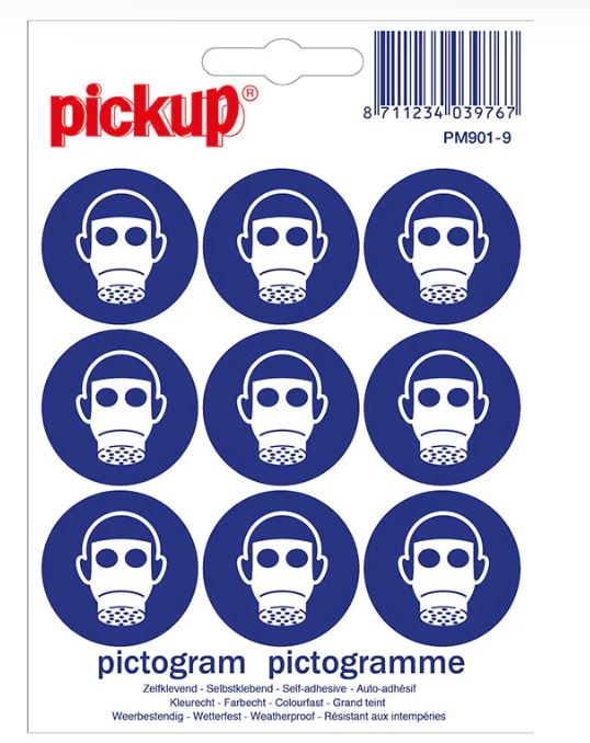 MINI PICTOGRAM 30MM  9ST ADEMHALINGSBESCHERMING PICKUP