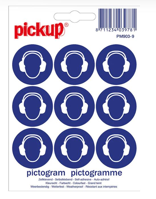 MINI PICTOGRAM 3CM 9ST VEILIGHEIDSHELM DRAGEN PICKUP