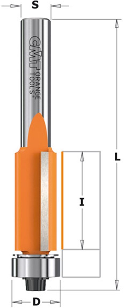 GARNOTEC Uitloopfrees met kogellager, HW, D=12,7 x 25.4mm L=71* S=8 Z2*