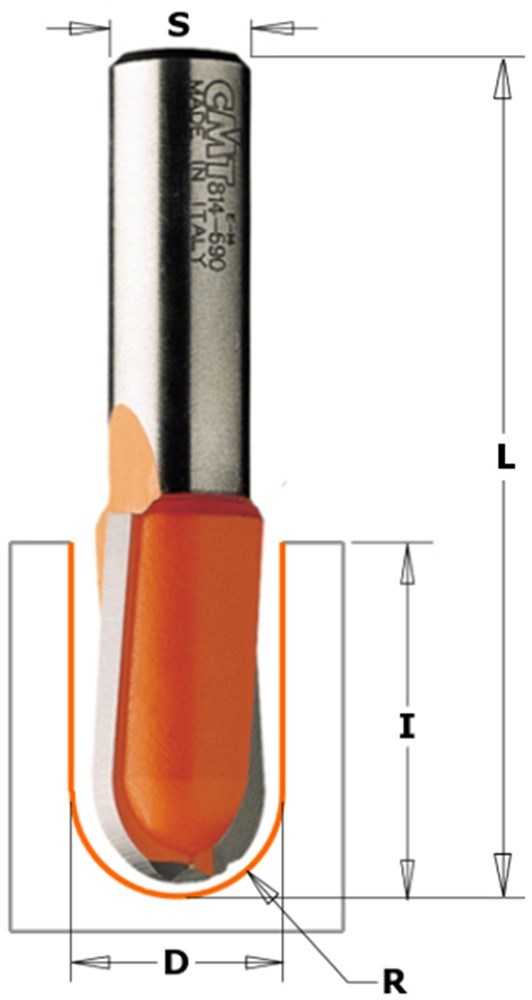 GARNOTEC Bolle radiusfrees, HWM, D=6 x 12.7mm* R=3 L=50,8* S=8 Z2*