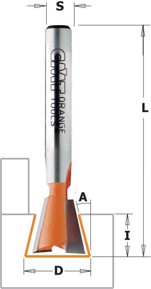 GARNOTEC Zwaluwstaartfrees, HW, D=12,7 x 12.7mm* 14° L=52* S=8 Z2*