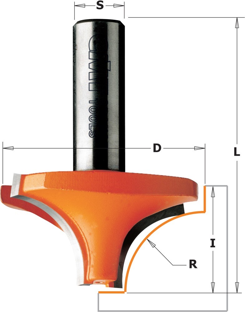 GARNOTEC Holle radiusfrees, HW, D=28,6 x 12.7mm* R=8 L=44,5* S=8 Z2*
