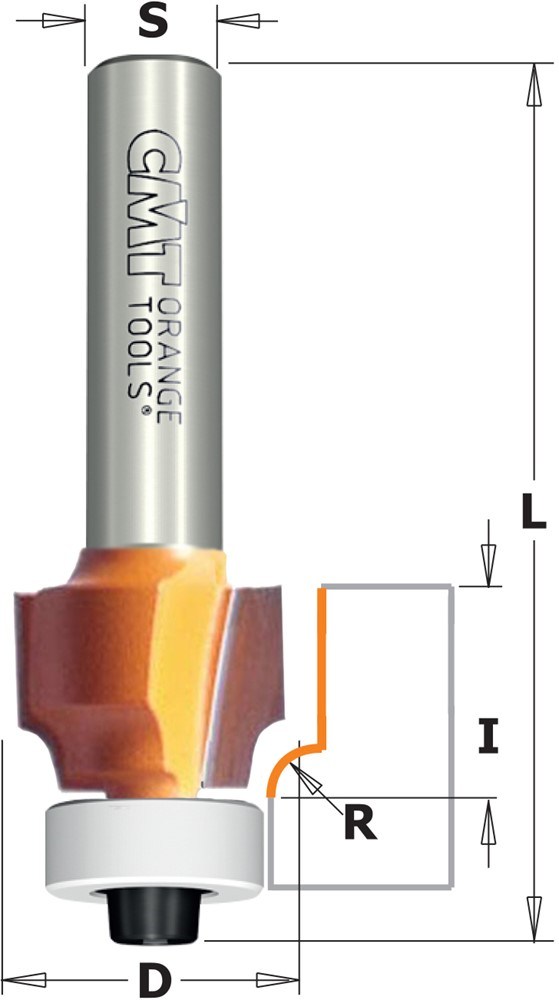 GARNOTEC Holle radiusfrees zonder opstaande kant, HW, D=16,7 x 12.7mm* R=2 L=52,5* S=8 Z2*