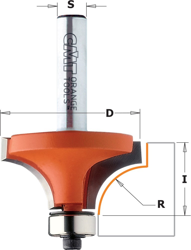 GARNOTEC Holle radiusfrees zonder opstaande kant, HW, D=31,7 x 16mm* R=9,5 L=57* S=8 Z2*