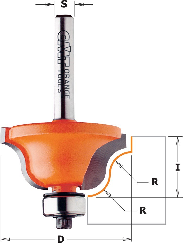 GARNOTEC Profielfrees met kogellager, HW, D=28,7 x 11.5mm* R=4 L=54* S=8 Z2*