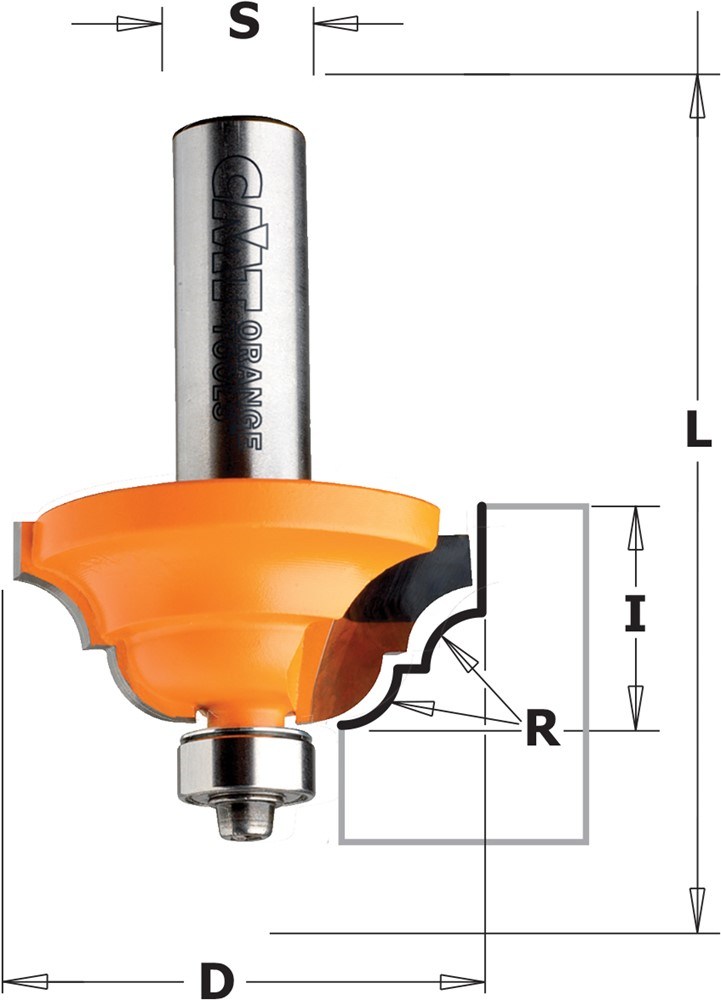 GARNOTEC Profielfrees met kogellager, HW, D=33,4 x 13mm* R=4 L=55* S=8 Z2*
