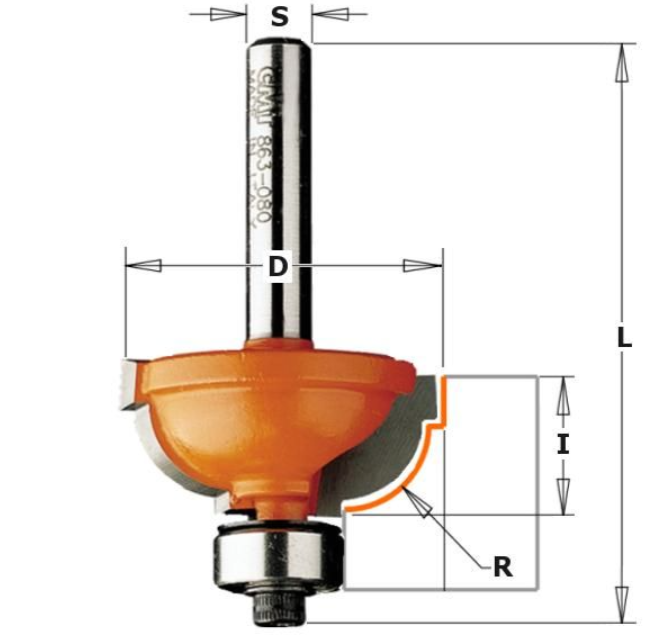 GARNOTEC Bolle radiusfrees met kogellager, HW, D=31,7 x 14,3mm* R=8 L=55* S=8 Z2*