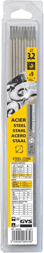 [3154020084346] X 9ST LASELECTRODEN 3.2MM STAAL GYS
