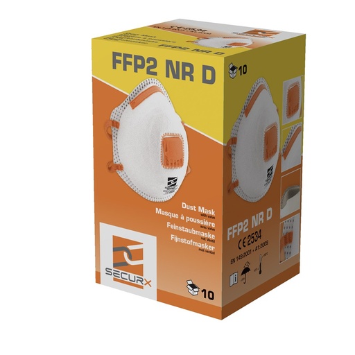 [5420000064805] X 10ST STOFMASKERS FFP2 + VENTIEL SECURX