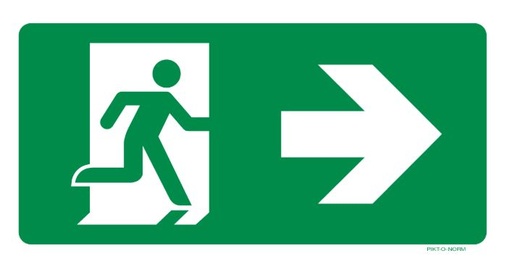 [3121P1] PICTOGRAM VLUCHTWEG RECHTS 200X100 PP PIKTONORM