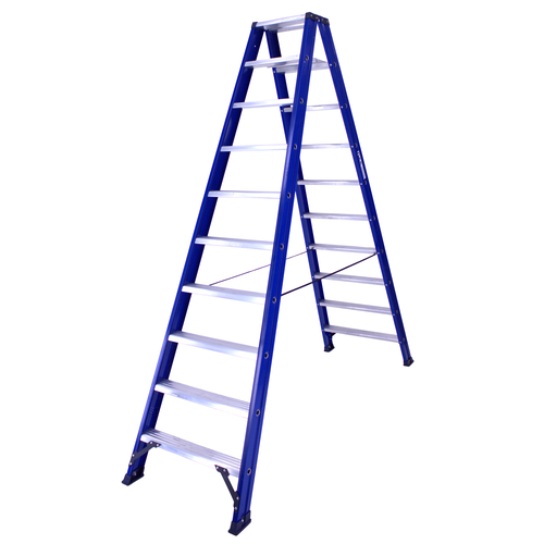 [DT10B] DUBBELE TRAPLADDER 2X10TR DAS BLAUW H 2.50M