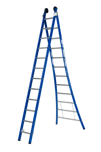 [G212B] SCHUIFLADDER 2X12TR BLAUW DAS 3.25-5.75M 