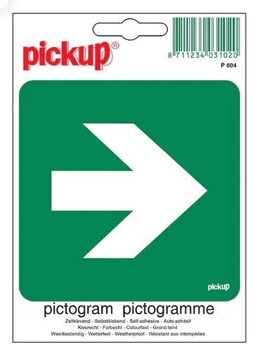 [P604] PICTOGRAM 10X10CM VLUCHTWEG RECHTS PICKUP