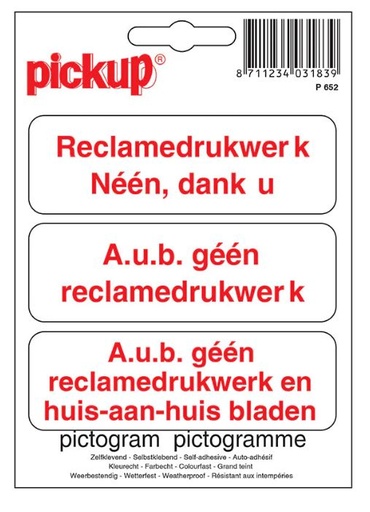 [P652] PICTOGRAM 10X10CM GEEN RECLAME PICKUP