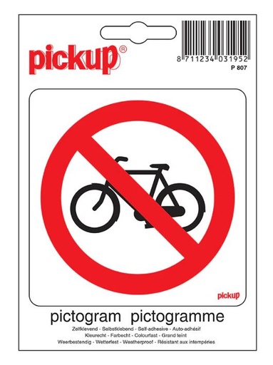 [P807] PICTOGRAM 10X10CM VERBODEN FIETSEN PICKUP