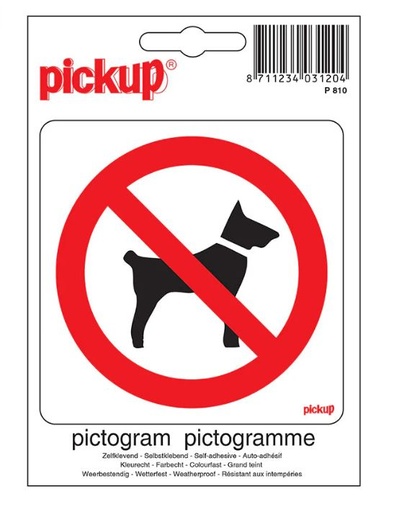 [P810] PICTOGRAM 10X10CM VERBODEN VOOR HONDEN PICKUP