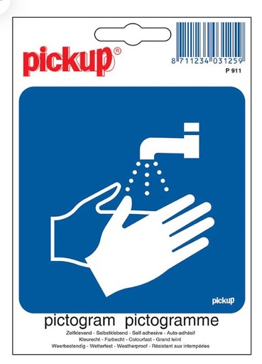 [P911] PICTOGRAM 10X10CM HANDEN WASSEN VERPLICHT PICKUP