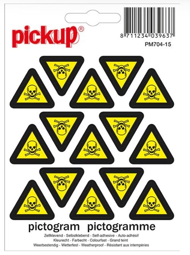 [PM70515] MINI PICTOGRAM 2.5CM 15ST RADIOACTIEVE STOFFEN PICKUP