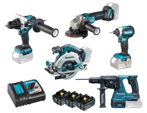 [DLX5093TJ] ACCU COMBISET 5-DELIG 18V + 3B MAKITA 