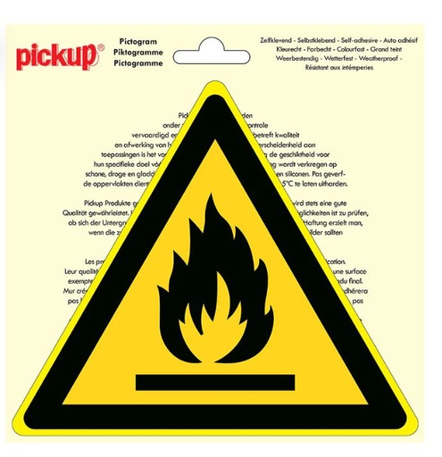 [70120] PICTOGRAM DRIEHOEK 20CM ONTVLAMBARE STOFFEN PICKUP