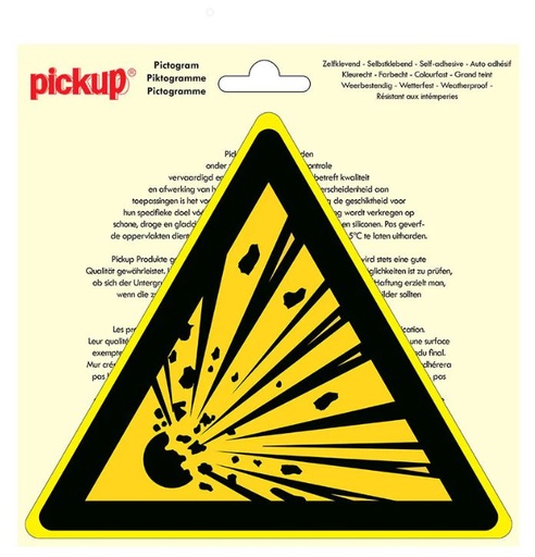 [70220] PICTOGRAM DRIEHOEK 20CM EXPLOSIEVE STOFFEN PICKUP