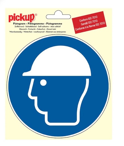 [90215] PICTOGRAM ROND 15CM VEILIGHEIDSHELM DRAGEN PICKUP